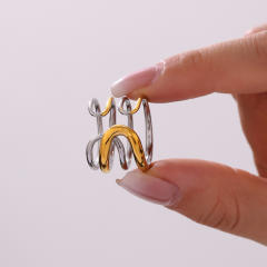 Fantasy Minimalism Multi-level Line Ring stainless steel rings