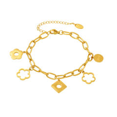 Classic hollow out clover charm stainless steel bracelet