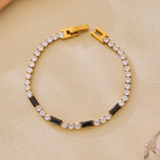 Luxury zircon multicolor Tennis bracelet stainless steel bracelet
