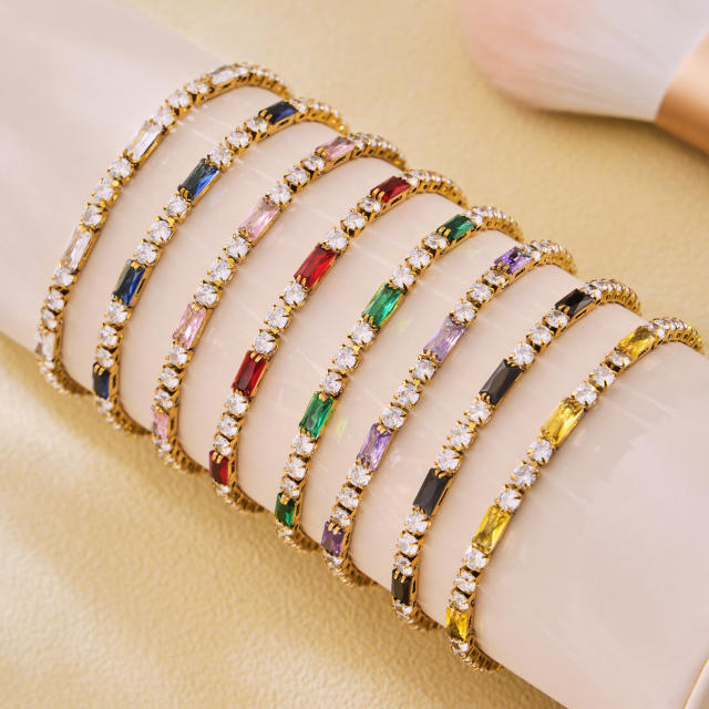 Luxury zircon multicolor Tennis bracelet stainless steel bracelet
