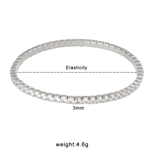 Elegant Single Row Elastic Full Diamond Bracelet Stainless Steel bracelet
