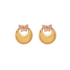 Elegant hollow out enamel butterfly big stainless steel earrings
