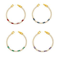 Luxury zircon multicolor Tennis bracelet stainless steel bracelet