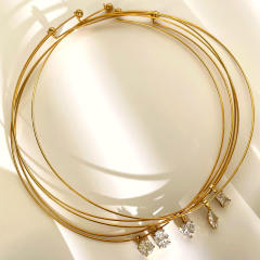 4A cubic zircon charm stainless steel necklace choker