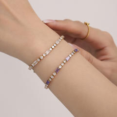Luxury zircon multicolor Tennis bracelet stainless steel bracelet