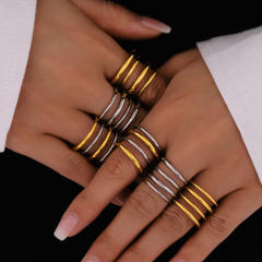Fantasy Minimalism Multi-level Line Ring stainless steel rings