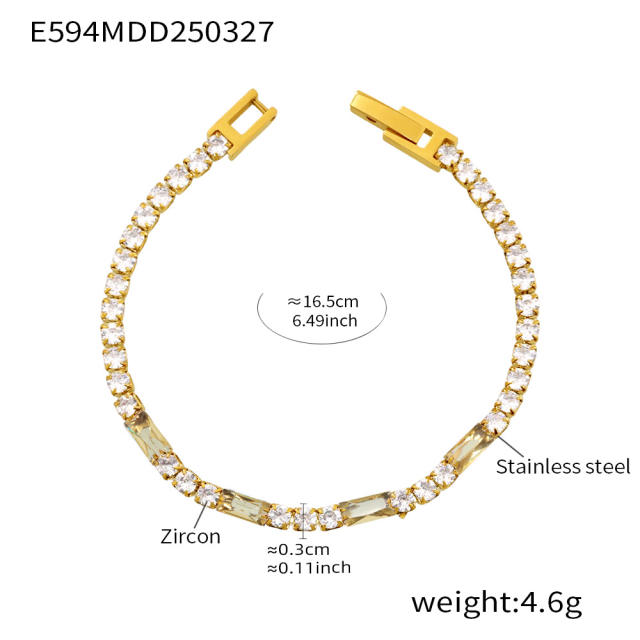 Luxury zircon multicolor Tennis bracelet stainless steel bracelet