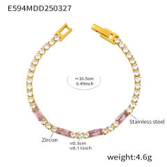 Luxury zircon multicolor Tennis bracelet stainless steel bracelet