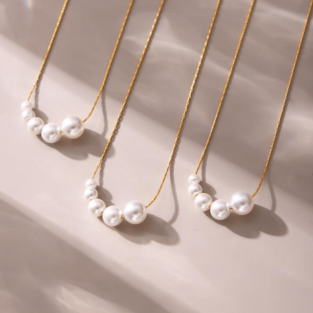 Fantasy Minimalist Ins Style pearl Necklace Stainless Steel necklace