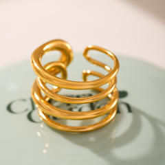 Fantasy Minimalism Multi-level Line Ring stainless steel rings