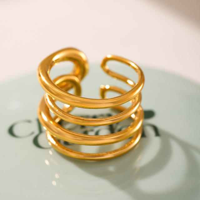 Fantasy Minimalism Multi-level Line Ring stainless steel rings