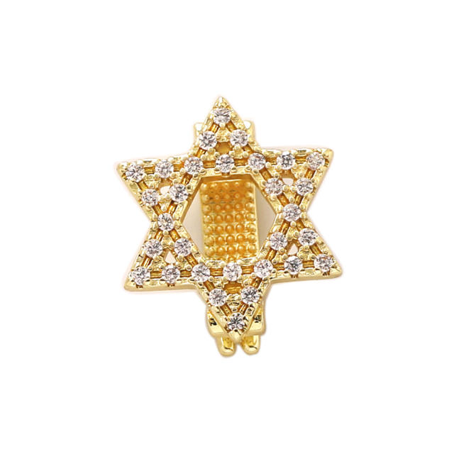 18K gold plated copper full diamond cute rainbow animal boy girl charm for belt band bracelet