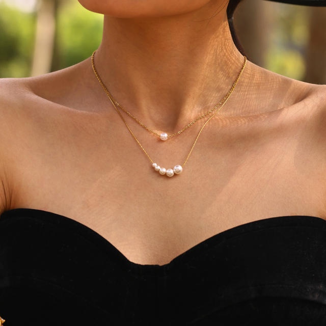 Fantasy Minimalist Ins Style pearl Necklace Stainless Steel necklace