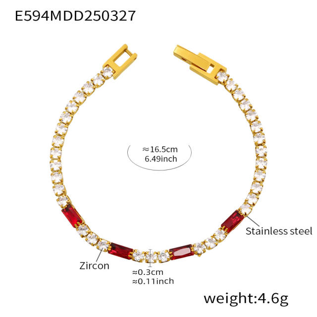 Luxury zircon multicolor Tennis bracelet stainless steel bracelet