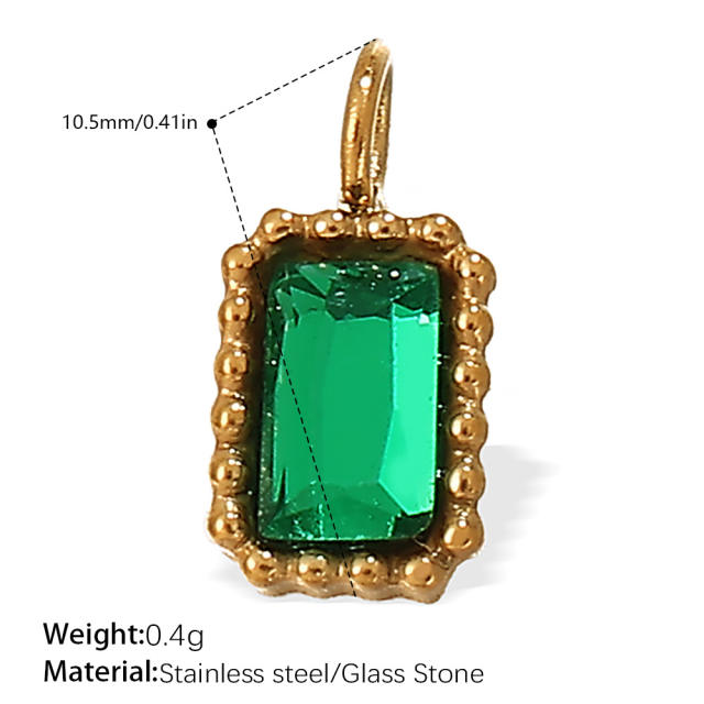 18K gold plated geometric colored gemstone rectangular five-pointed star necklace pendant pendant DIY jewelry accessories women