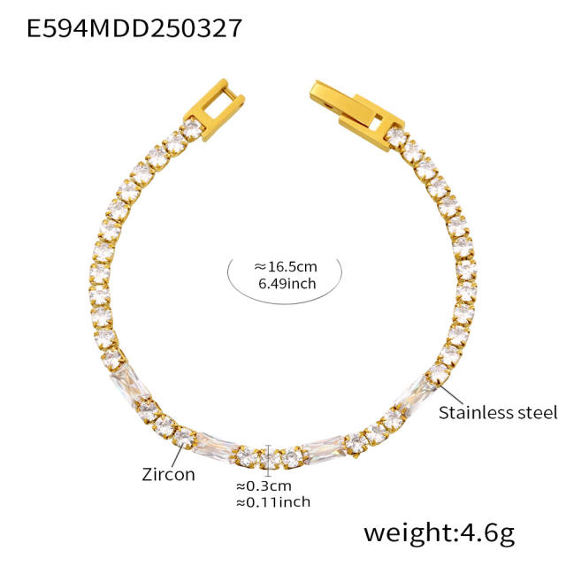 Luxury zircon multicolor Tennis bracelet stainless steel bracelet