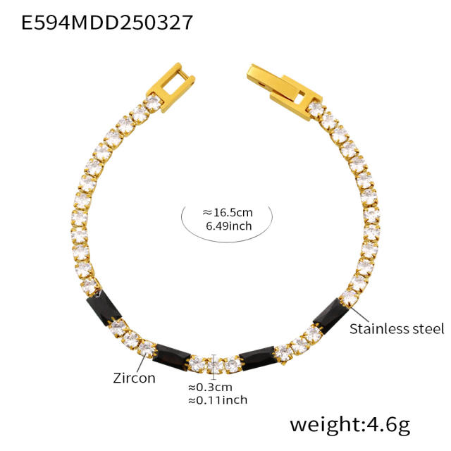 Luxury zircon multicolor Tennis bracelet stainless steel bracelet
