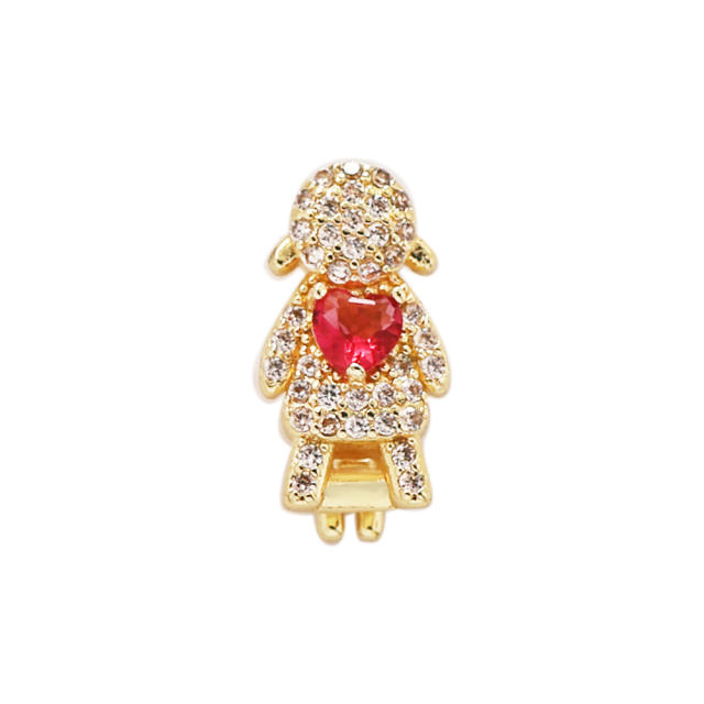 18K gold plated copper full diamond cute rainbow animal boy girl charm for belt band bracelet
