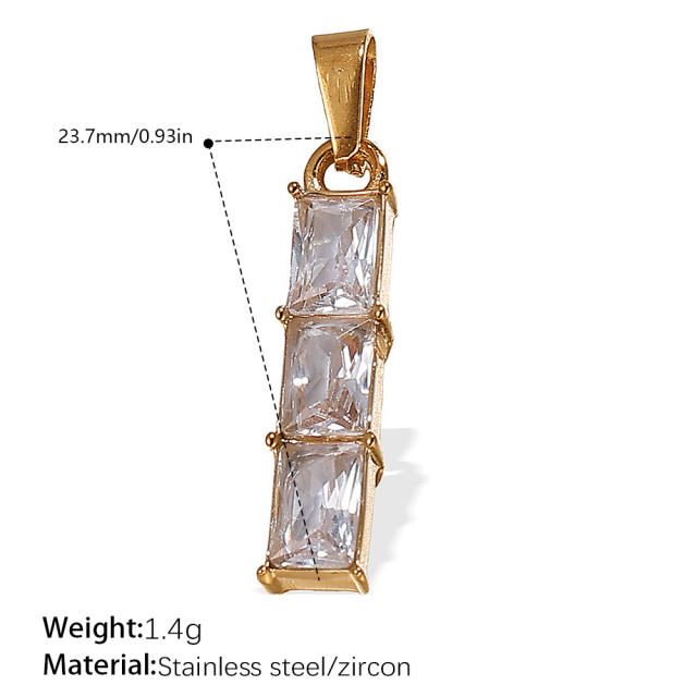 18K gold plated geometric colored gemstone rectangular five-pointed star necklace pendant pendant DIY jewelry accessories women