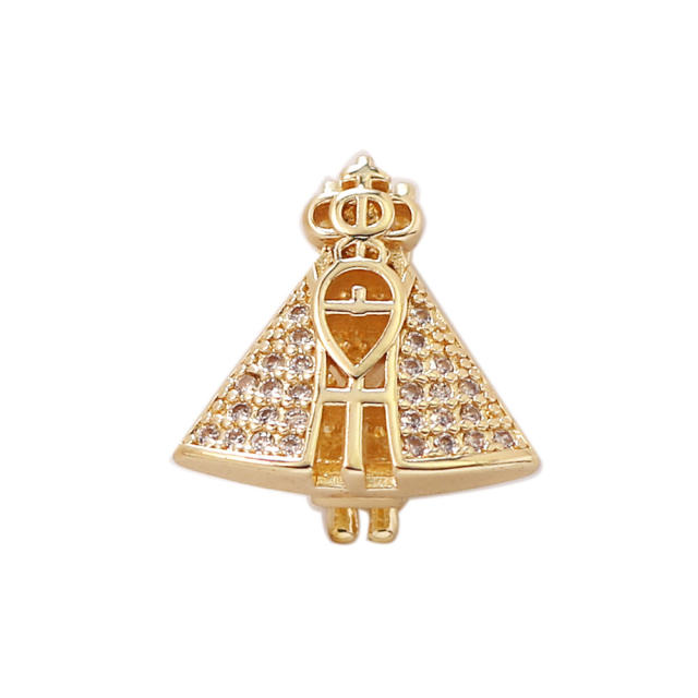 18K gold plated copper full diamond cute rainbow animal boy girl charm for belt band bracelet