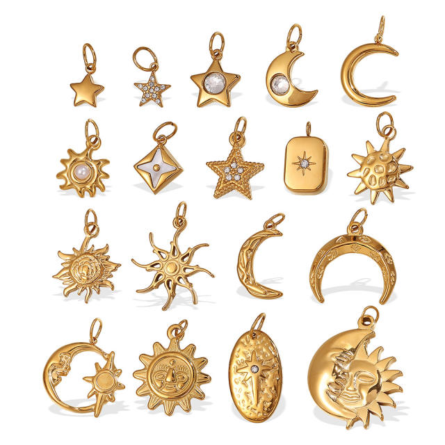 Concise moon star sun series stainless steel charm diy jewelry accessory wholesale