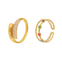 5A cubic zircon inlaid color enamel stainless steel rings