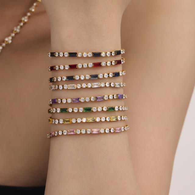 Luxury zircon multicolor Tennis bracelet stainless steel bracelet