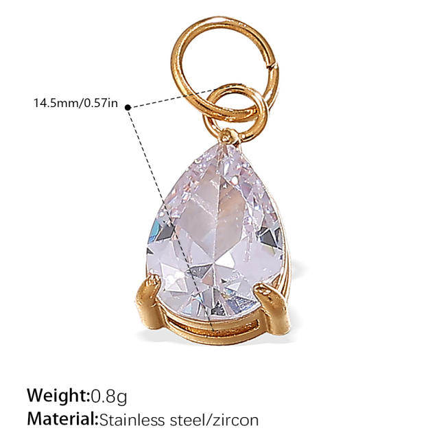 18K gold plated geometric colored gemstone rectangular five-pointed star necklace pendant pendant DIY jewelry accessories women