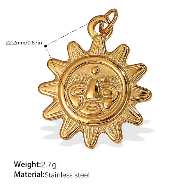 Concise moon star sun series stainless steel charm diy jewelry accessory wholesale