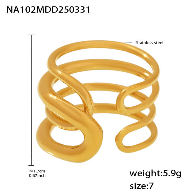 Fantasy Minimalism Multi-level Line Ring stainless steel rings