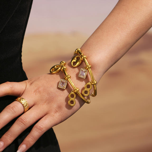 DIY charm stainless steel bangle thick bangle band