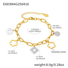 Classic hollow out clover charm stainless steel bracelet