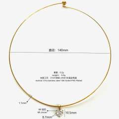 4A cubic zircon charm stainless steel necklace choker
