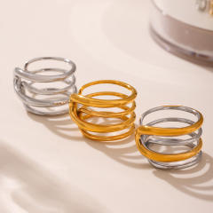 Fantasy Minimalism Multi-level Line Ring stainless steel rings