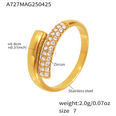 5A cubic zircon inlaid color enamel stainless steel rings