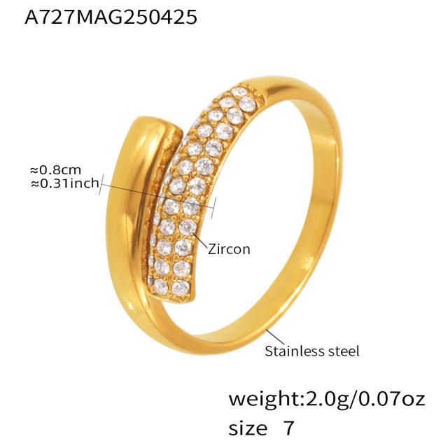 5A cubic zircon inlaid color enamel stainless steel rings