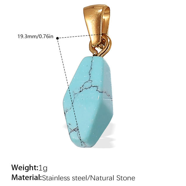18K gold plated geometric colored gemstone rectangular five-pointed star necklace pendant pendant DIY jewelry accessories women