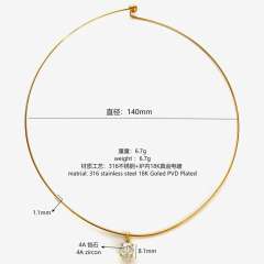 4A cubic zircon charm stainless steel necklace choker