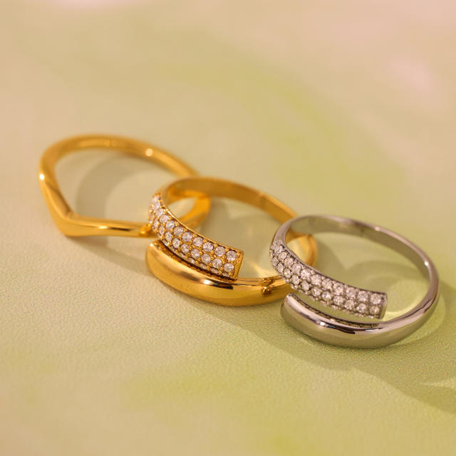 5A cubic zircon inlaid color enamel stainless steel rings