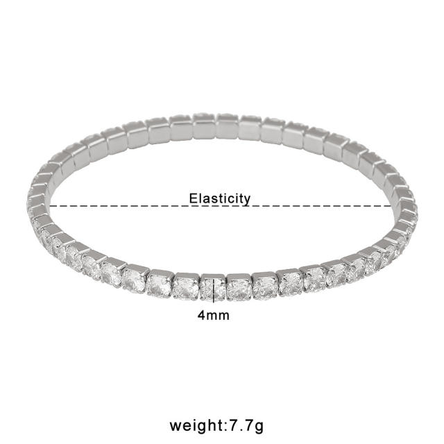 Elegant Single Row Elastic Full Diamond Bracelet Stainless Steel bracelet