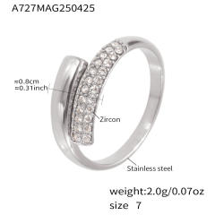 5A cubic zircon inlaid color enamel stainless steel rings