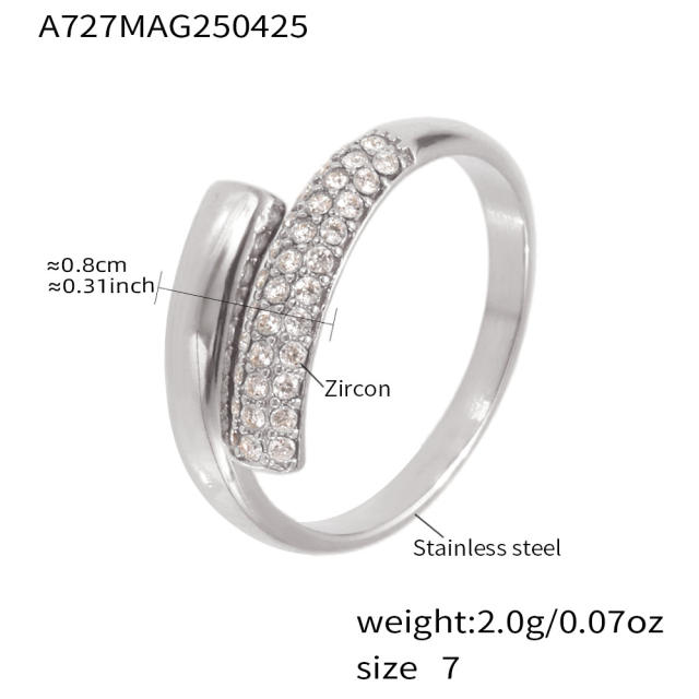 5A cubic zircon inlaid color enamel stainless steel rings