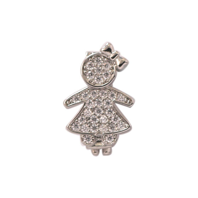 18K gold plated copper full diamond cute rainbow animal boy girl charm for belt band bracelet