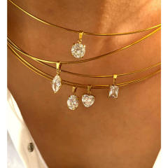 4A cubic zircon charm stainless steel necklace choker