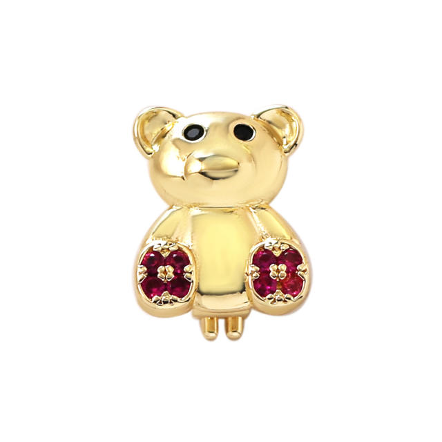 18K gold plated copper full diamond cute rainbow animal boy girl charm for belt band bracelet