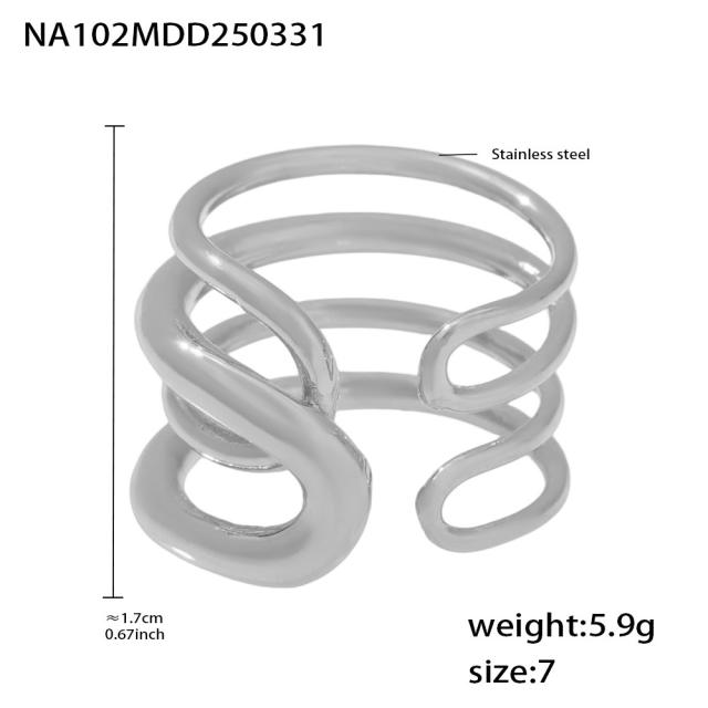 Fantasy Minimalism Multi-level Line Ring stainless steel rings