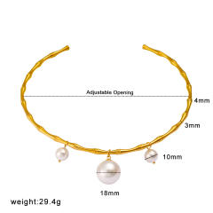 Exaggerated Pearl Pendant stainless steel necklace choker