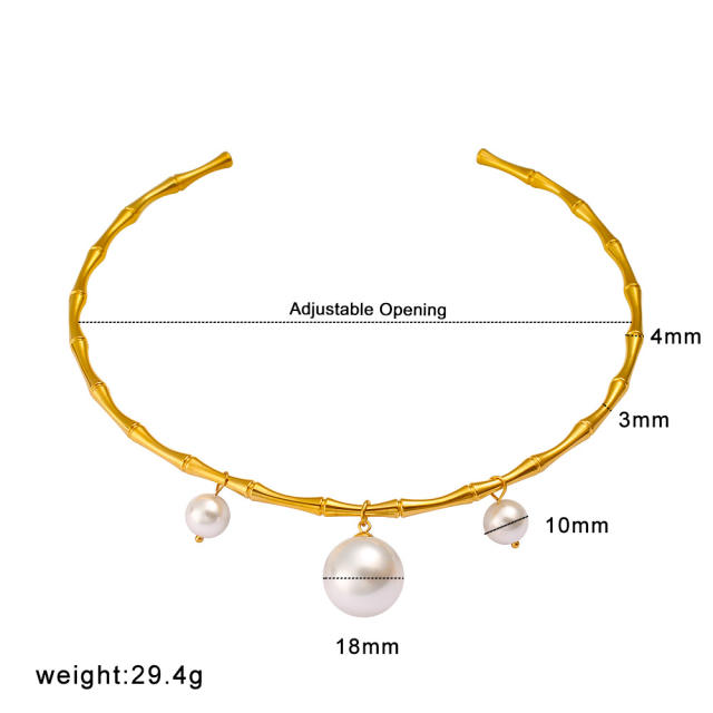Exaggerated Pearl Pendant stainless steel necklace choker
