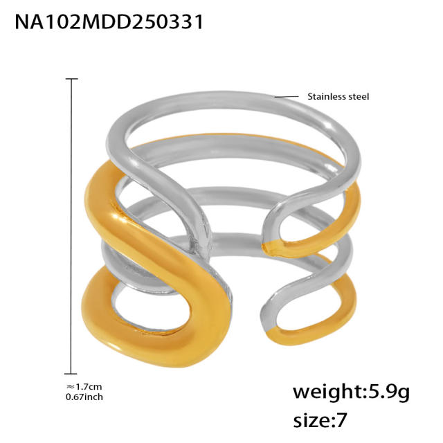 Fantasy Minimalism Multi-level Line Ring stainless steel rings