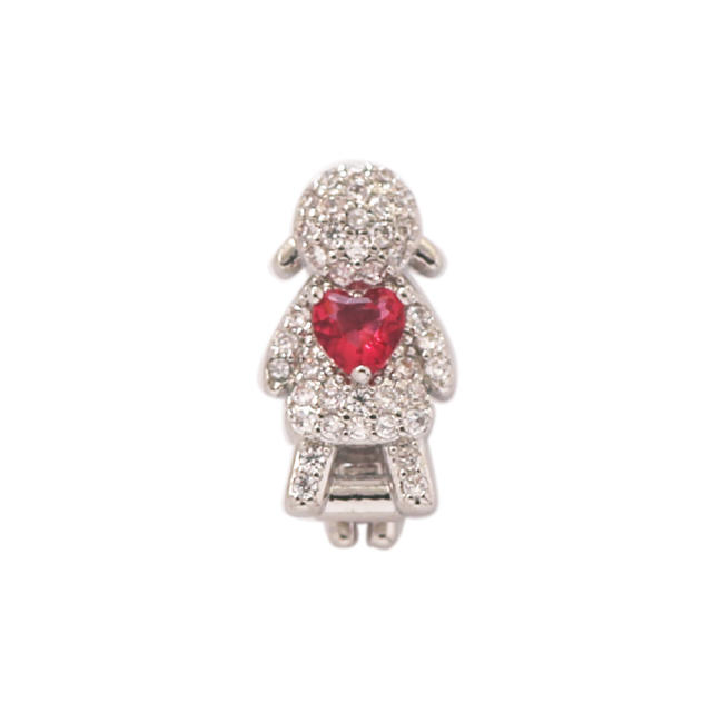 18K gold plated copper full diamond cute rainbow animal boy girl charm for belt band bracelet
